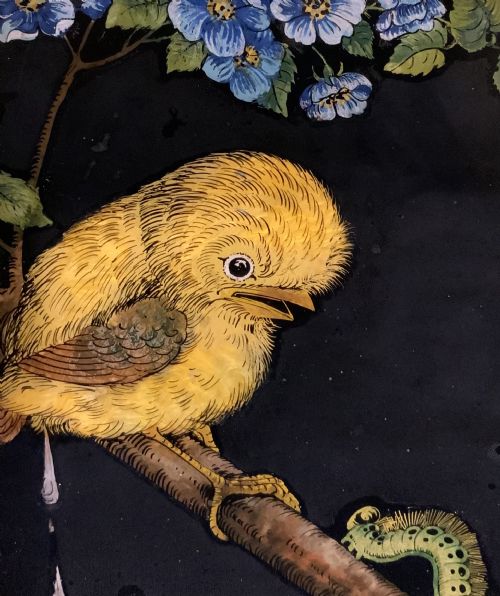 A 19TH CENTURY REVERSE PAINTING ON GLASS - ADDITIONAL PHOTO 1