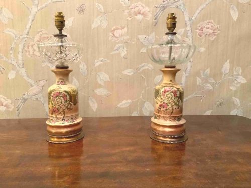 a pair of late 19th century porcelain table lamps - CATEGORY: ANTIQUE LIGHTING - DATED 1890