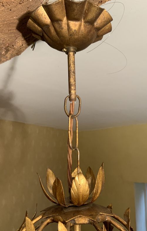 A LATE 19TH CENTURY GILT METAL CHANDELIER - ADDITIONAL PHOTO 1