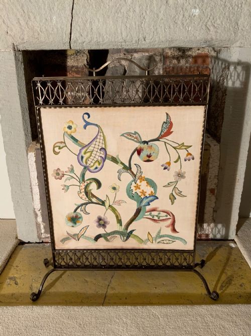 an early 20th century steel framed fire screen - CATEGORY: ANTIQUE FIREPLACES - DATED 1920