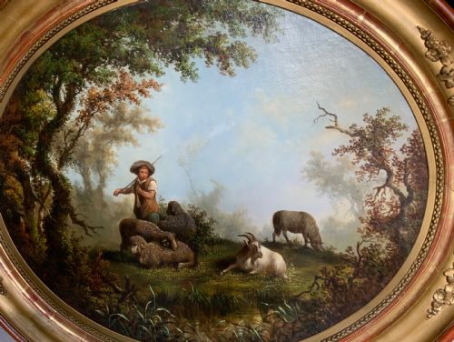 A LARGE PAIR OF CONTINENTAL OVAL OIL PAINTINGS - ADDITIONAL PHOTO 4