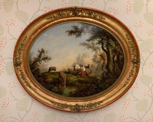 A LARGE PAIR OF CONTINENTAL OVAL OIL PAINTINGS - ADDITIONAL PHOTO 5