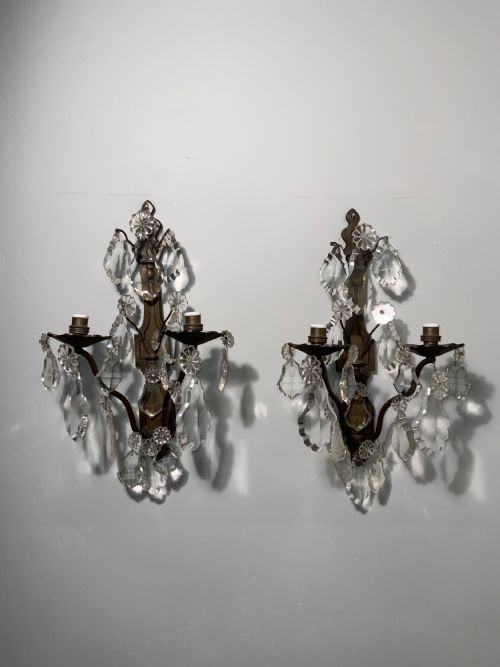 a pair of patinated bronze wall lights - CATEGORY: ANTIQUE LIGHTING - DATED 1900