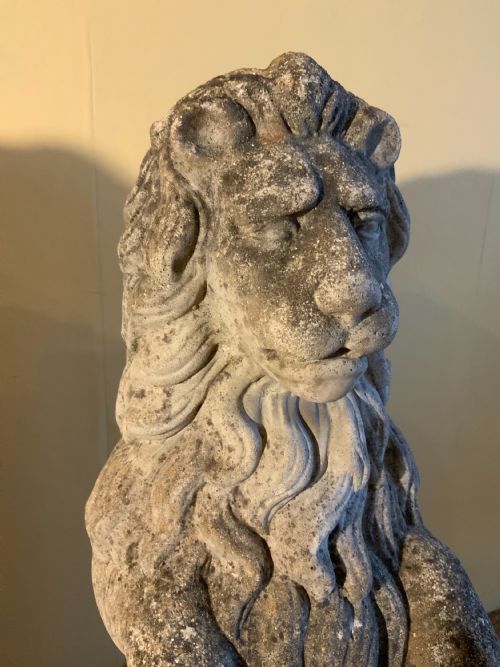 PAIR OF COMPOSITION STONE LIONS - ADDITIONAL PHOTO 2