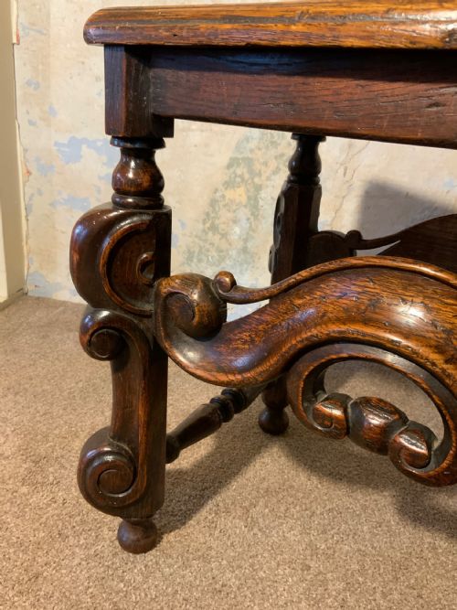 A LATE 19TH CENTURY OAK STOOL - ADDITIONAL PHOTO 2