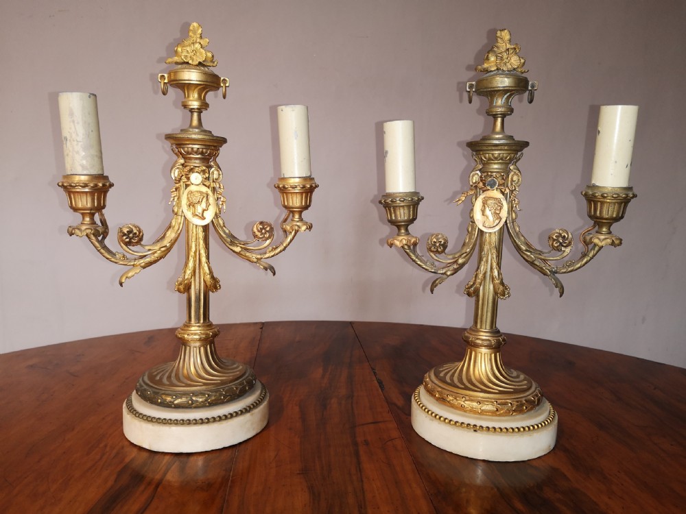A pair of 19th century ormolu table lamps