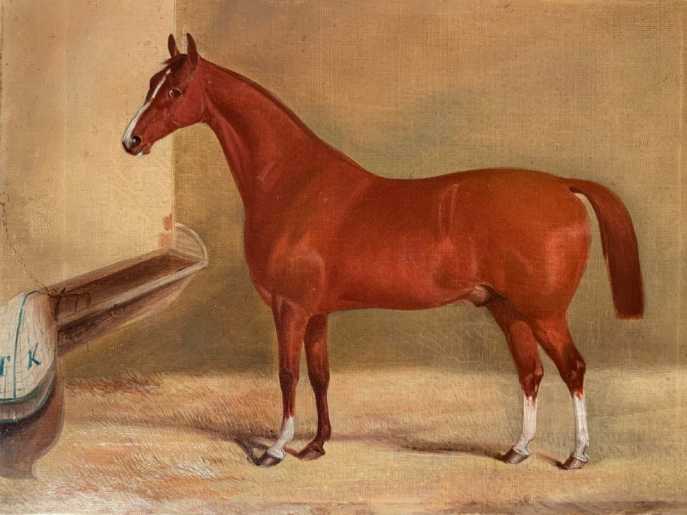 A 19th century oil painting of a horse