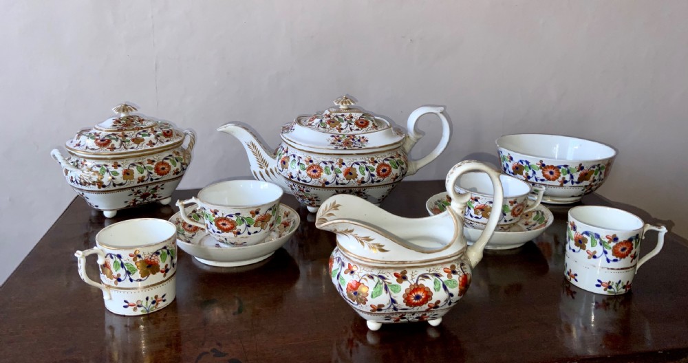 A Regency period Derby porcelain part tea set