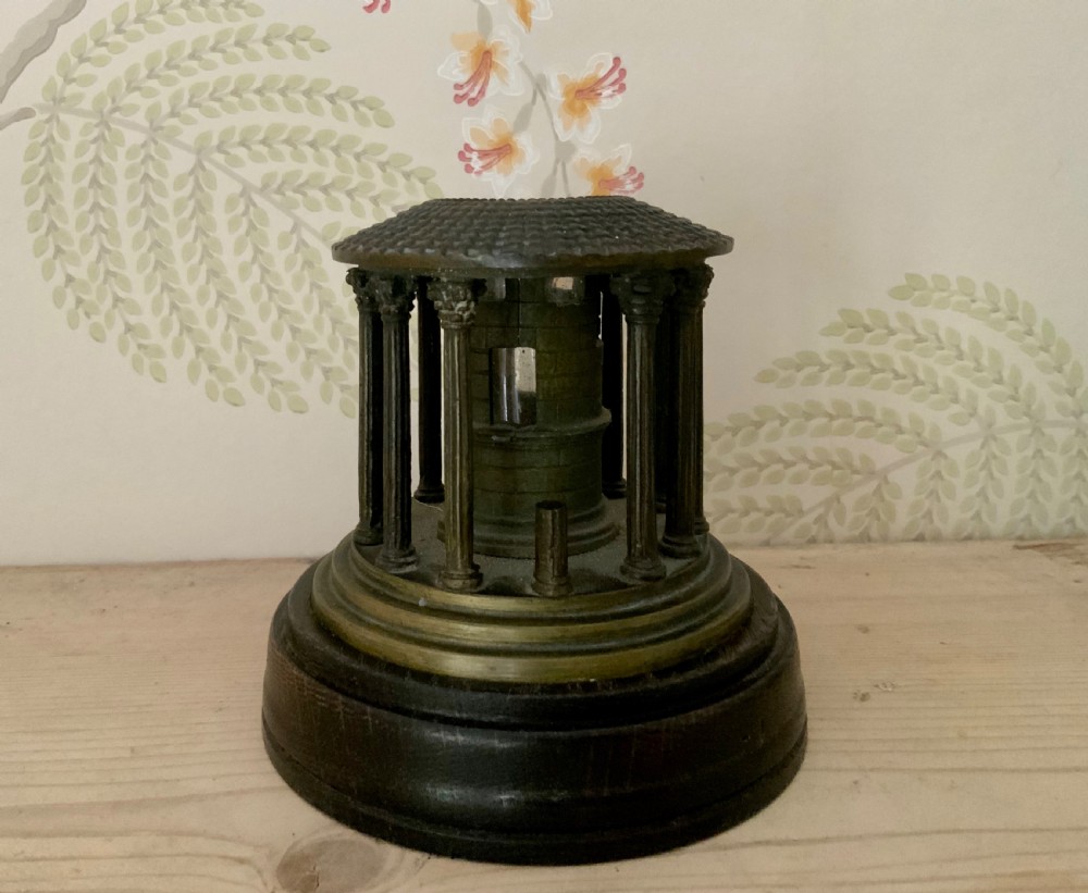 A 19th Century patinated bronze inkwell, The Temple of Hercules