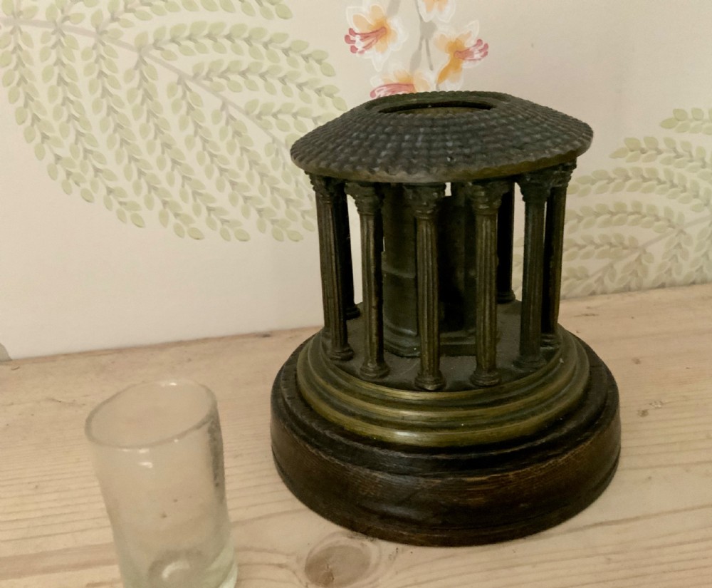 A 19th Century patinated bronze inkwell, The Temple of Hercules View II