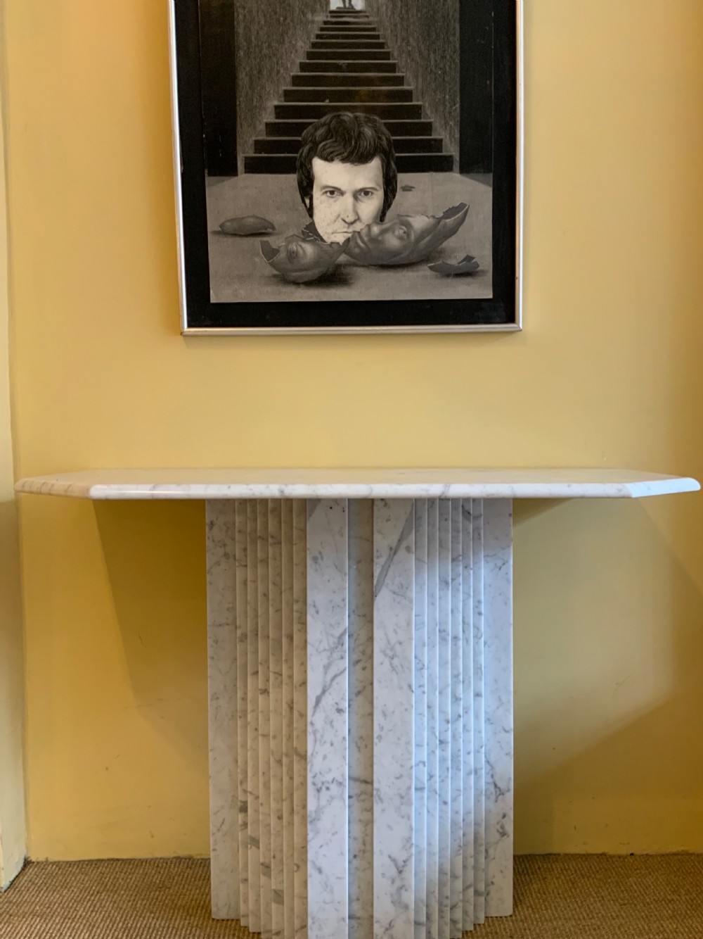 An Art Deco period Carrara marble console table