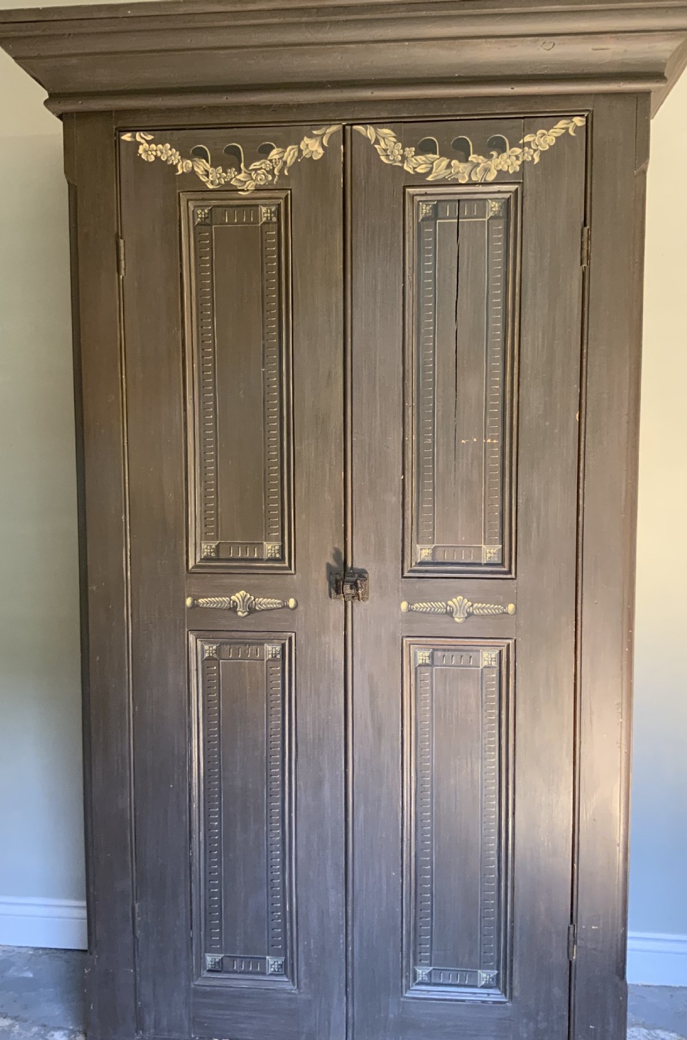 19th century painted pine livery cupboard