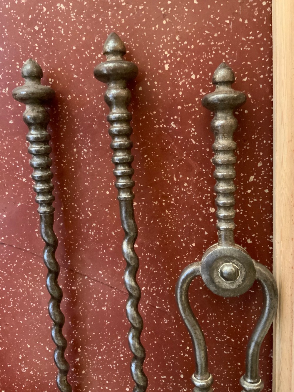 A set of19th century steel fire irons View II