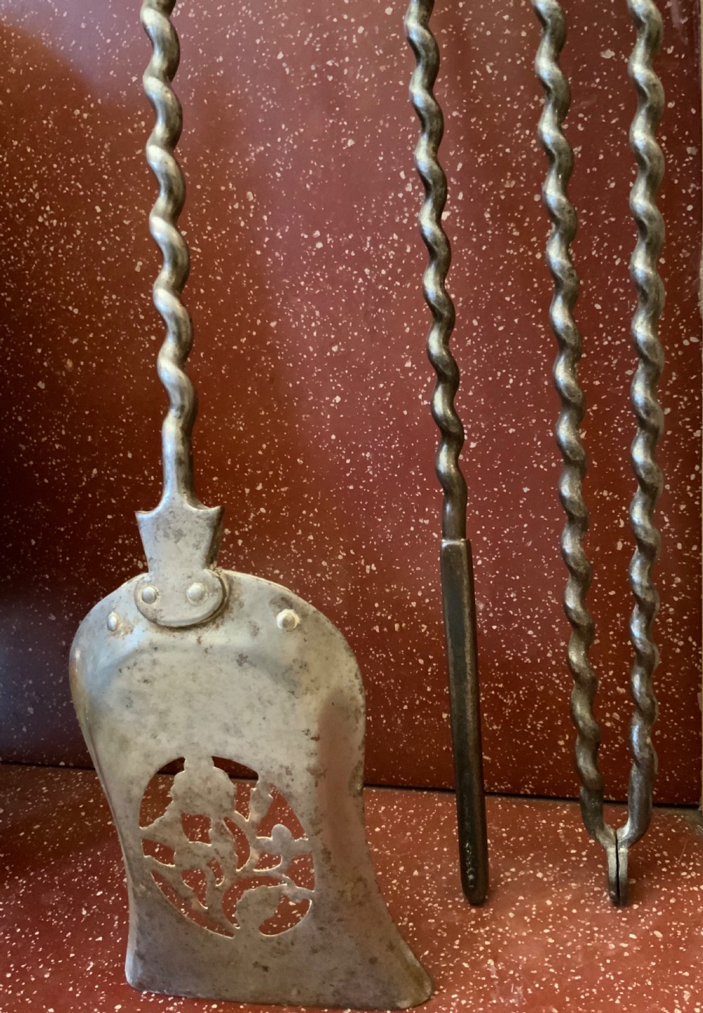A set of19th century steel fire irons View III