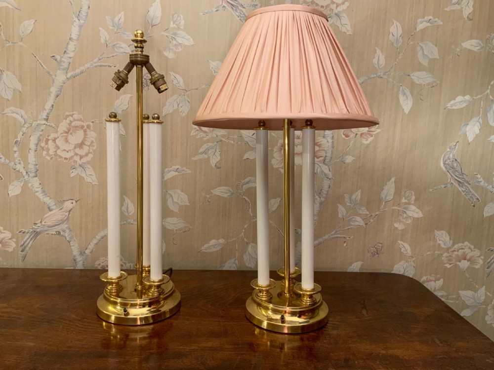 A pair of French Bouillotte table lamps