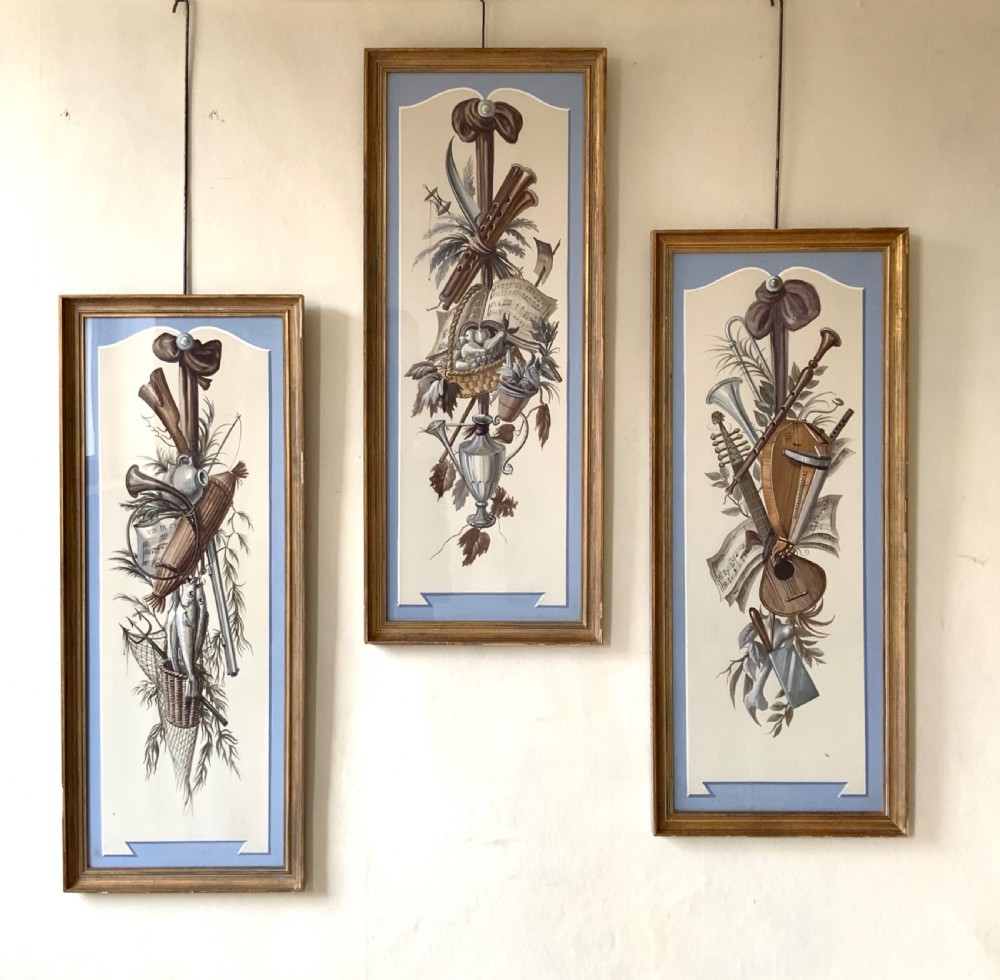 A triptych of allegorical paintings