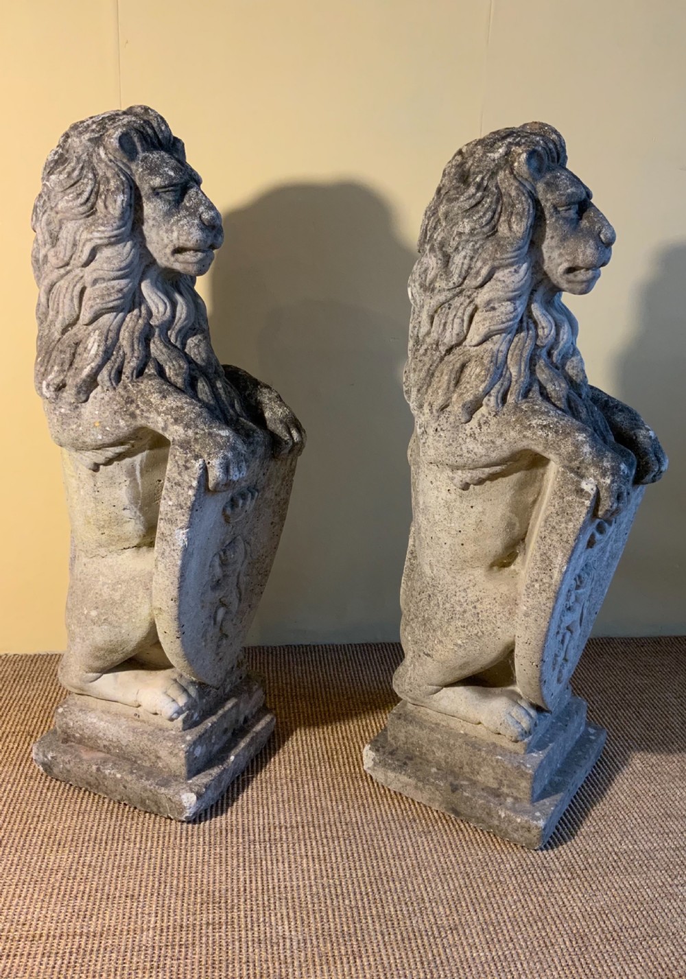 Pair of composition stone lions View II