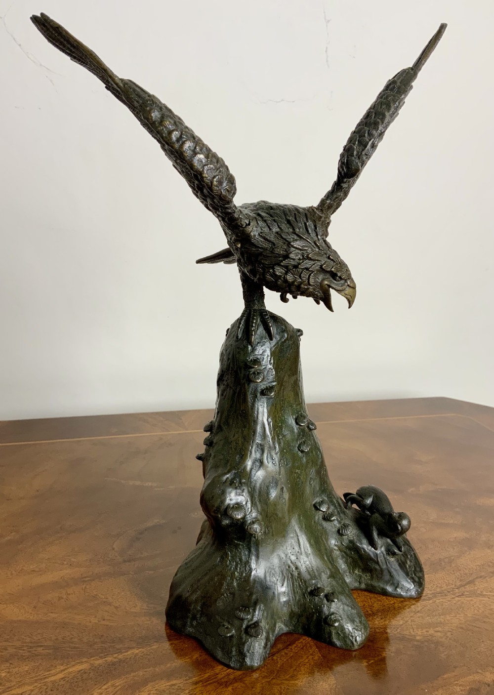 Japanese bronze sculpture of a hawk View V