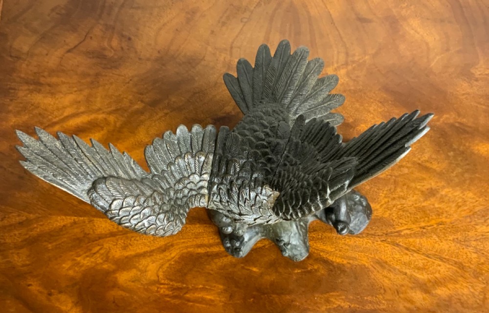 Japanese bronze sculpture of a hawk View VI
