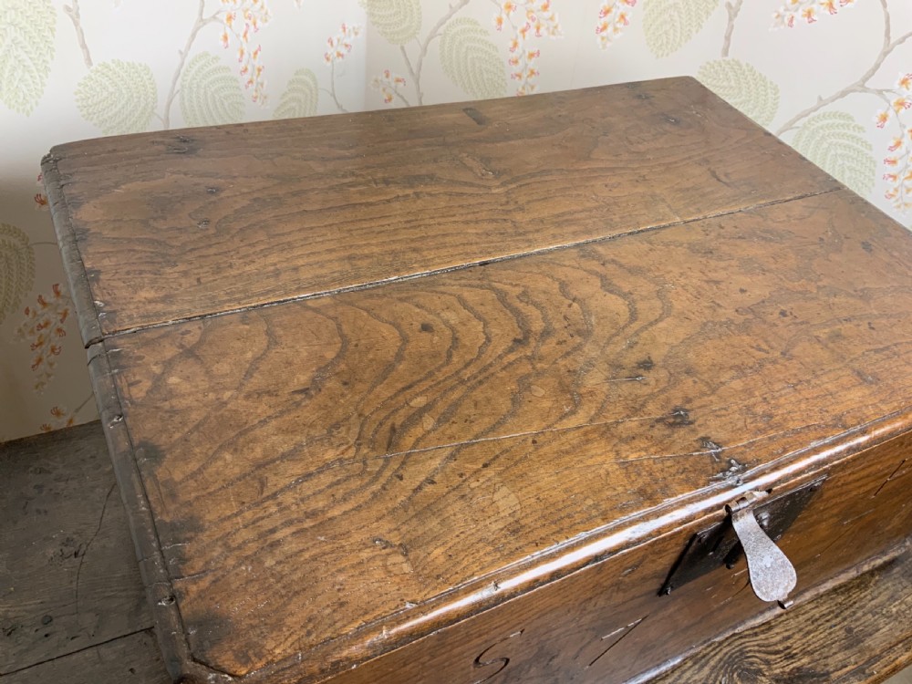 A large elm deed or bible box View XI