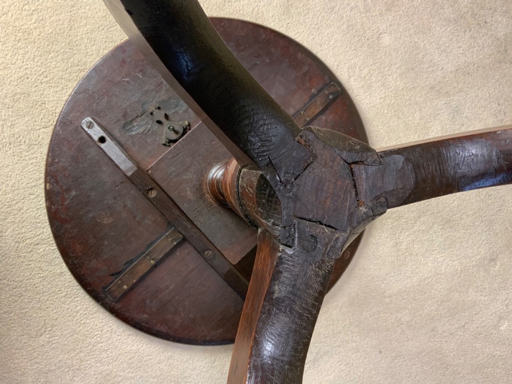 Georgian oak tray top tripod table View II