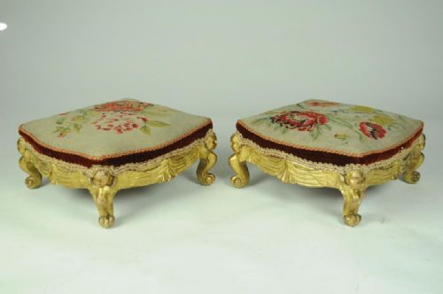 PAIR OF PARCEL GILT FOOT STOOLS - ADDITIONAL PHOTO 4