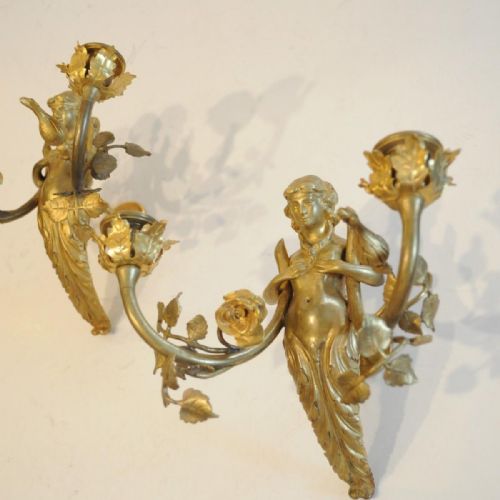 PAIR OF GILT NYMPH WALL LIGHTS - ADDITIONAL PHOTO 1