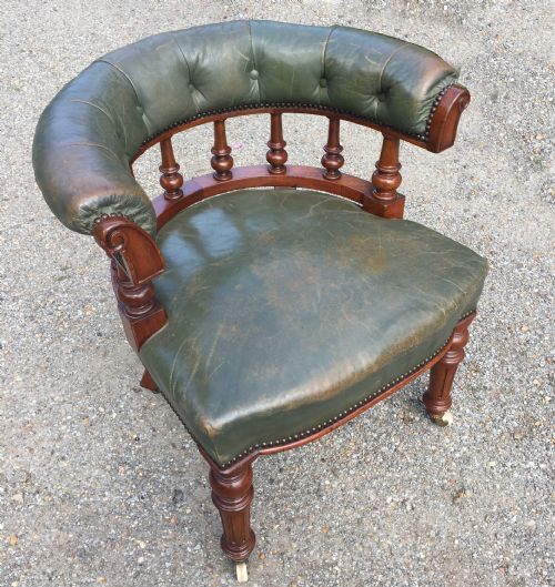 a good mid 19th century leather covered clubdeskoffice chair - CATEGORY: ANTIQUE CHAIRS - DATED 1850