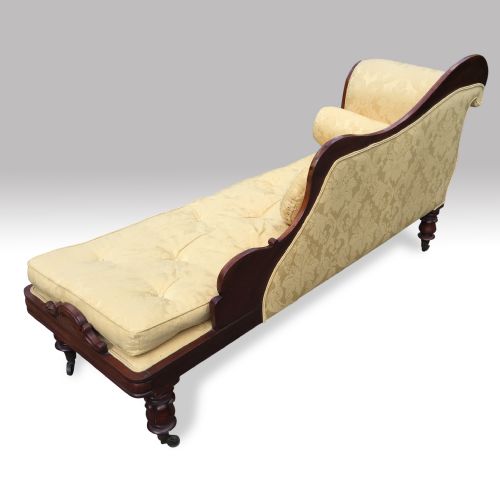 MID 19TH CENTURY CARVED MAHOGANY CHAISE LONGUE - ADDITIONAL PHOTO 5