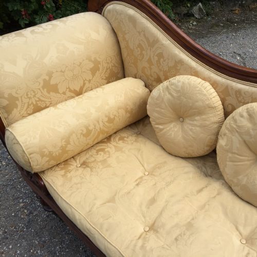 MID 19TH CENTURY CARVED MAHOGANY CHAISE LONGUE - ADDITIONAL PHOTO 7