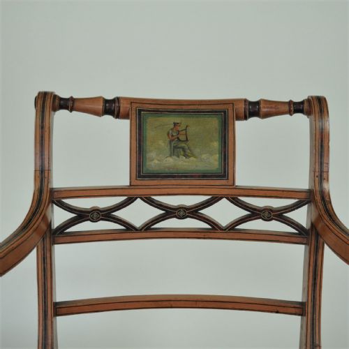 PAIR OF SHERATON REVIVAL PAINTED ARMCHAIRS - ADDITIONAL PHOTO 2
