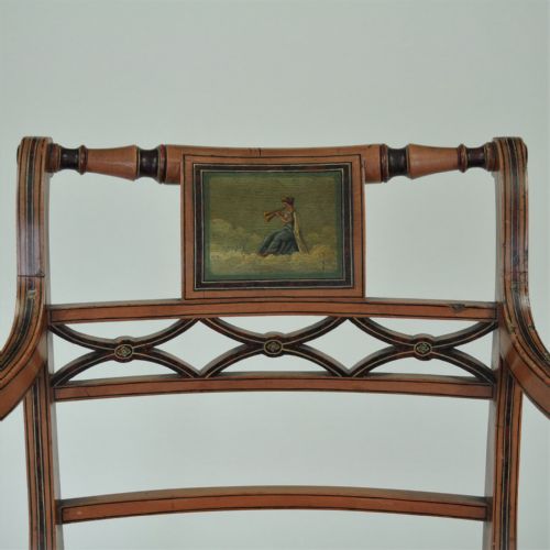 PAIR OF SHERATON REVIVAL PAINTED ARMCHAIRS - ADDITIONAL PHOTO 6