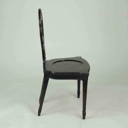 PAIR OF MAHOGANY HALL CHAIRS WITH PAINTED ARMORIALS - ADDITIONAL PHOTO 1