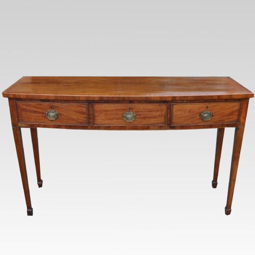 A GEORGE III MAHOGANY BOW FRONTED THREE DRAWER SIDE TABLE - ADDITIONAL PHOTO 1
