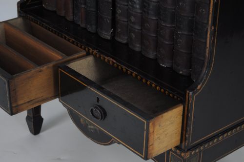 FINE QUALITY 19TH CENTURY BLACK PAINTED WATERFALL BOOKSHELVESBOOKCASE - ADDITIONAL PHOTO 1