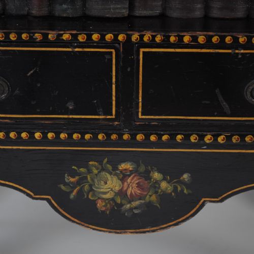 FINE QUALITY 19TH CENTURY BLACK PAINTED WATERFALL BOOKSHELVESBOOKCASE - ADDITIONAL PHOTO 3