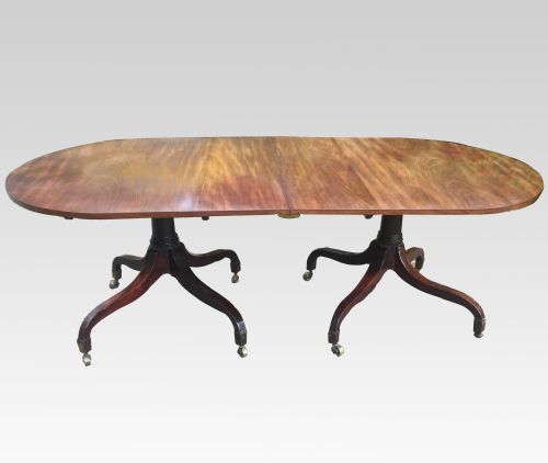 FINE GEORGIAN MAHOGANY TWIN PEDESTAL DINING TABLE - ADDITIONAL PHOTO 4
