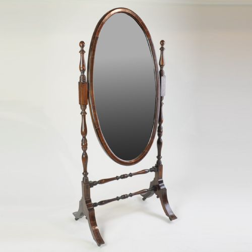 edwardian mahogany oval chevaldressing mirror - CATEGORY: ANTIQUE MIRRORS - DATED 1900