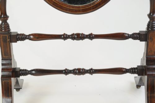 EDWARDIAN MAHOGANY OVAL CHEVALDRESSING MIRROR - ADDITIONAL PHOTO 3