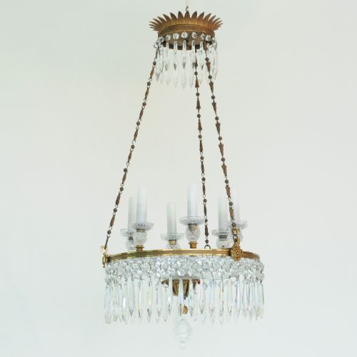 fine regency period cut glass and ormolu two tier chandelier - CATEGORY: ANTIQUE LIGHTING - DATED 19TH CENTURY
