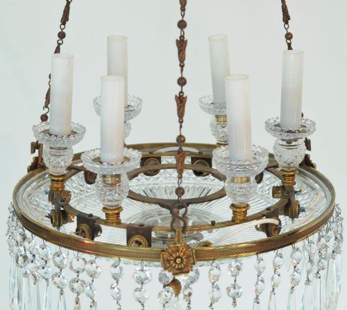 FINE REGENCY PERIOD CUT GLASS AND ORMOLU TWO TIER CHANDELIER - ADDITIONAL PHOTO 6