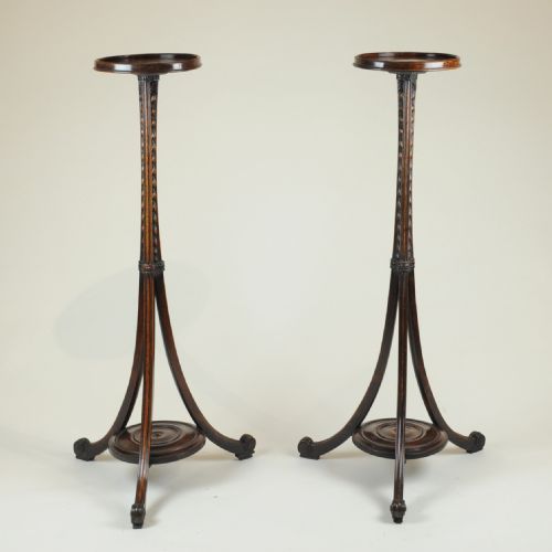 PAIR OF CARVED ADAM PERIOD MAHOGANY TORCHRES - ADDITIONAL PHOTO 1