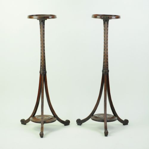 PAIR OF CARVED ADAM PERIOD MAHOGANY TORCHRES - ADDITIONAL PHOTO 7
