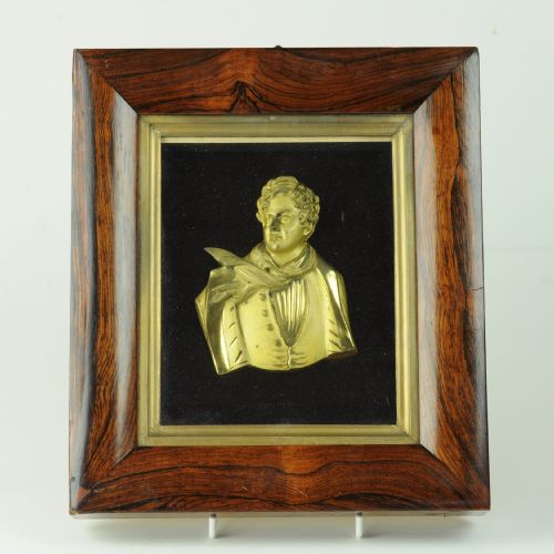 rare gilded bronze bust of george iv in original frame - CATEGORY: ANTIQUE MISCELLANEOUS - DATED 19TH CENTURY