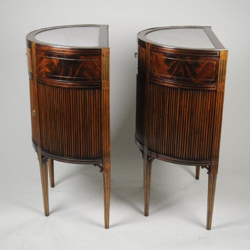FINE PAIR OF FRENCH MAHOGANY AND BRASS INLAID BEDSIDESIDE CABINETSCOMMODES - ADDITIONAL PHOTO 1