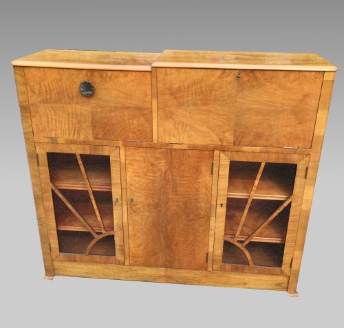 fine art deco walnut drinkscocktail cabinet - CATEGORY: ANTIQUE CABINETS - DATED 1920
