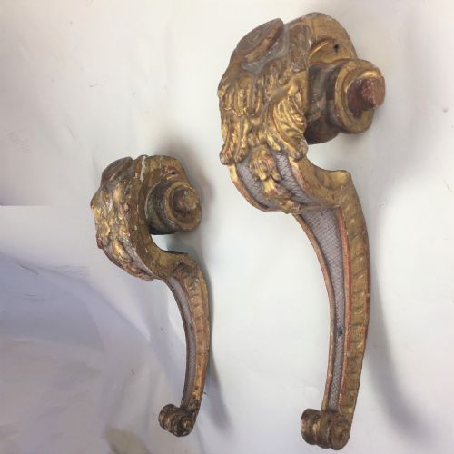 pair carved giltwood monopodia wall scrolls - CATEGORY: ANTIQUE MISCELLANEOUS - DATED 19TH CENTURY