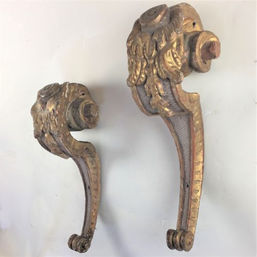 PAIR CARVED GILTWOOD MONOPODIA WALL SCROLLS - ADDITIONAL PHOTO 2