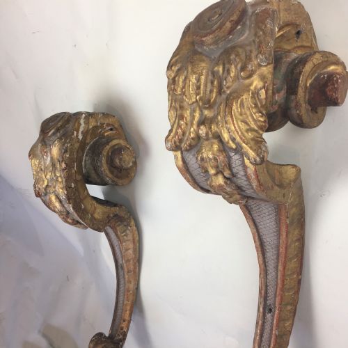 PAIR CARVED GILTWOOD MONOPODIA WALL SCROLLS - ADDITIONAL PHOTO 8