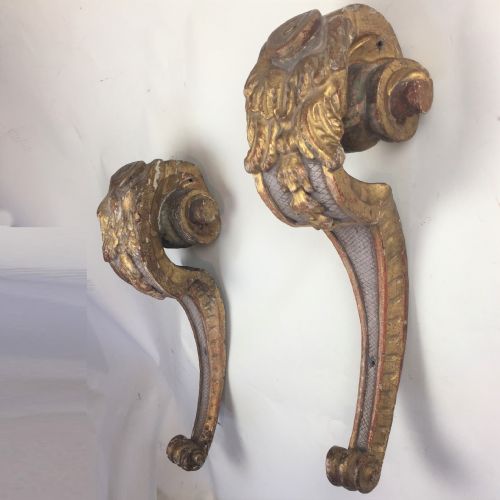 PAIR CARVED GILTWOOD MONOPODIA WALL SCROLLS - ADDITIONAL PHOTO 10